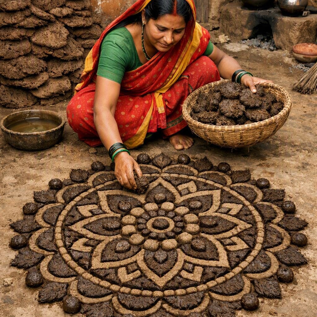 cow dung mandala to banish evil spirits